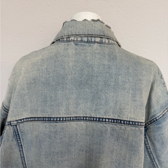 Free People Light Blue Oversized Trucker Denim Jacket - Picture 4 of 9